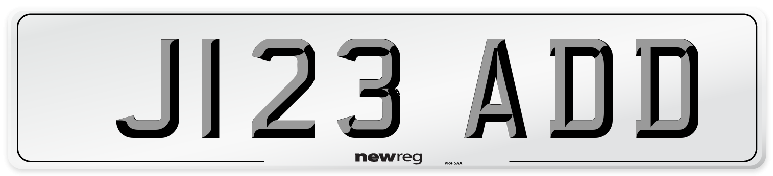 J123 ADD Number Plate from New Reg